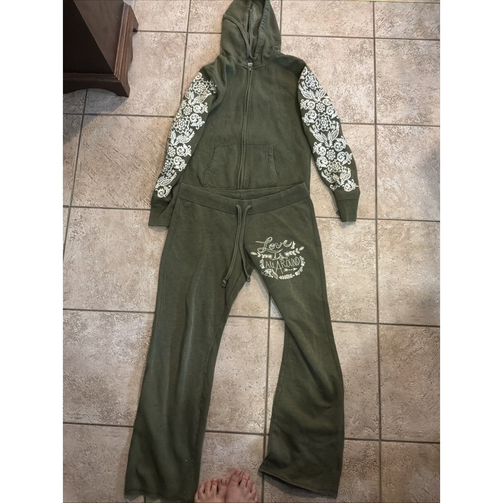 Olive Green Women's Hoodie and Pants Set
